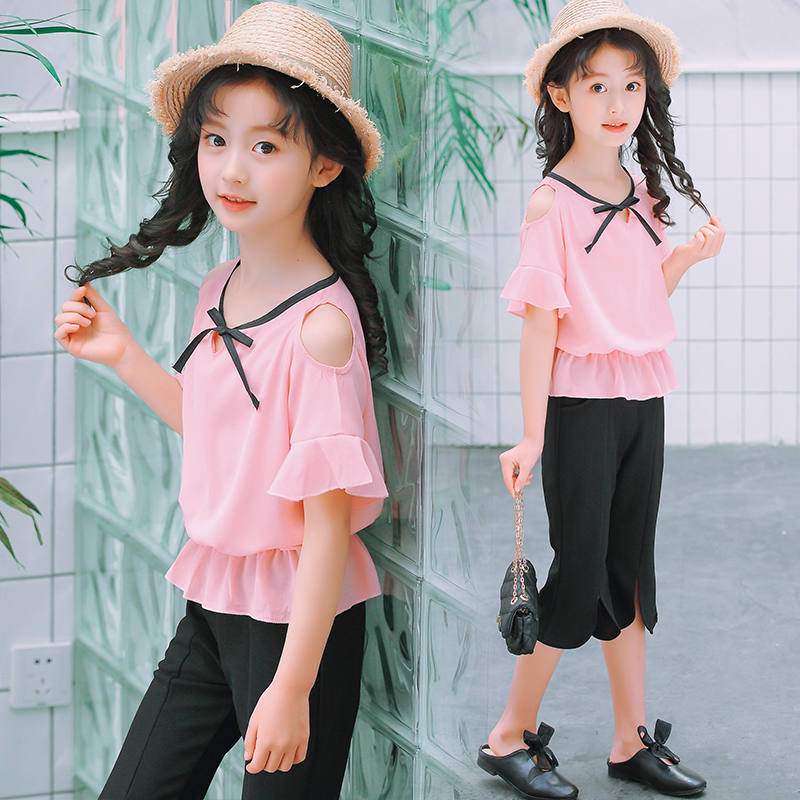 Children's clothing Girls summer suit 2019 new pattern children summer Chiffon strapless CUHK Korean Edition A summer Two piece setin the Children/Baby/Family fitted , Set  category - from Buy2taobao.com to provide professional Taobao agent buy service