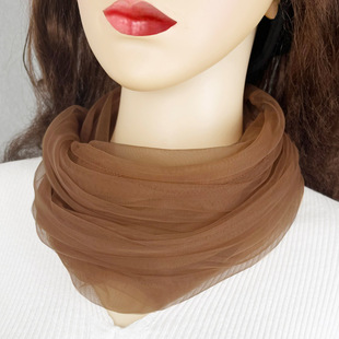 糖果色网纱防晒护颈椎女士套头小围脖夏季 套脖套百搭丝巾纱巾 薄款