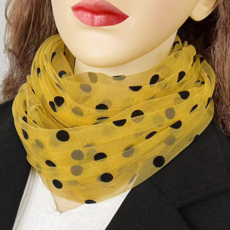 波点套头小围脖女秋冬季防晒护颈薄款显白脖套时尚洋气丝巾围巾夏 - 倾城之恋出品
