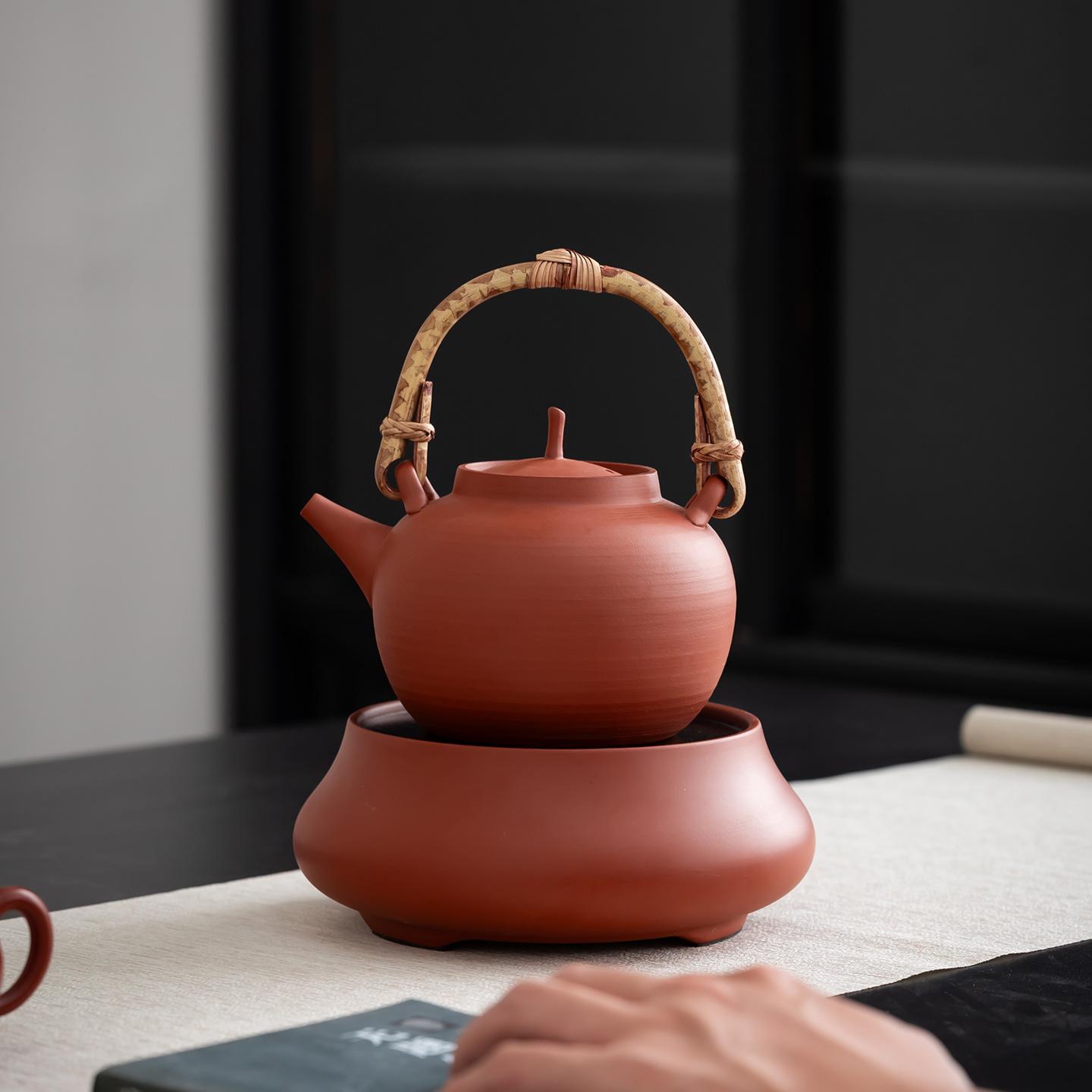 潮州新中式提梁红泥砂铫壶煮茶炉
