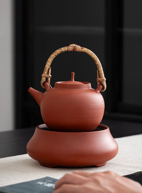 潮州新中式提梁红泥砂铫壶煮茶炉