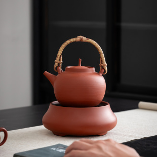 围炉煮茶家用煮茶壶 全新提梁红泥砂铫壶红泥电陶炉煮茶套装