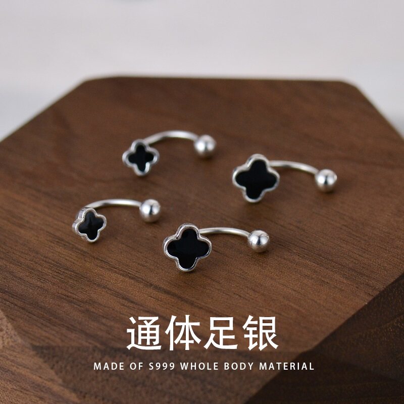 s999纯银耳环2025新款爆款高级感滴胶幸运草后挂式耳钉养耳洞耳饰,饰品/流行首饰/时尚饰品新,银饰耳饰,淘宝优惠券,粉丝福利购,淘宝优惠卷