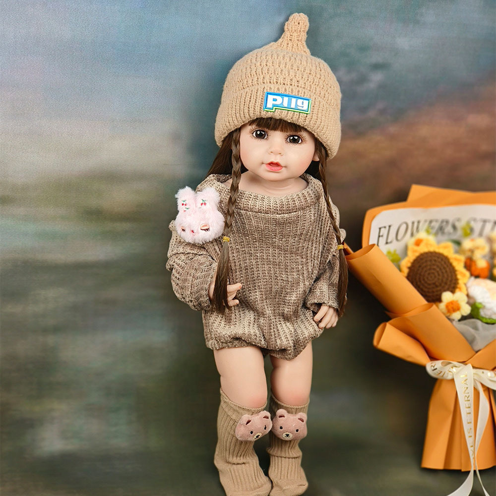 跨境重生娃娃搪胶仿真洋娃娃女孩生日礼物儿童玩具套装礼盒长发