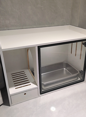 实木半封闭式猫厕所柜防外溅防漏砂可放猫砂盆的柜子玻璃门猫砂柜