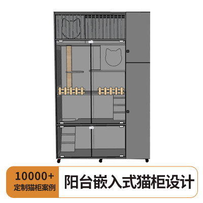 实木多猫猫别墅家用小户型防飞毛阳台猫笼三层猫窝猫柜工厂定做