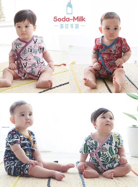 苏打牛奶爬服哈衣纯棉夏季连体衣