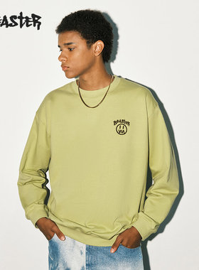 BEASTER鬼脸刺绣重磅圆领卫衣男多巴胺美式高街无性别套头上衣女