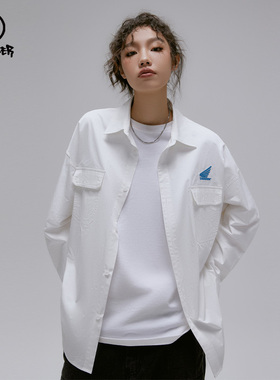 BEASTER基础纯棉工装风长袖衬衫男女同款春季潮牌复古宽松情侣衣