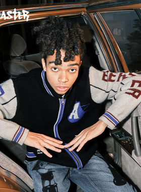 【铁臂阿童木联名】BEASTER加厚毛衣女复古撞色针织开衫外套男