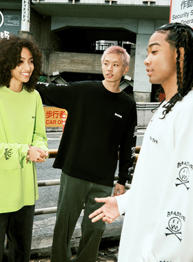 BEASTER小恶魔鬼脸长袖黑色T恤男重磅印花中性上衣美式潮牌情侣装