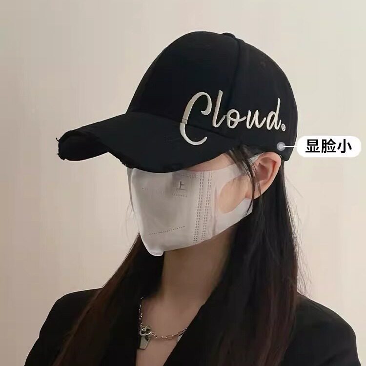 棒球帽硬顶有型立体不塌韩版字母硬顶女黑色百搭大头围遮阳显脸小图片