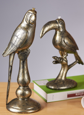 鹦鹉犀鸟树脂仿古铜摆件