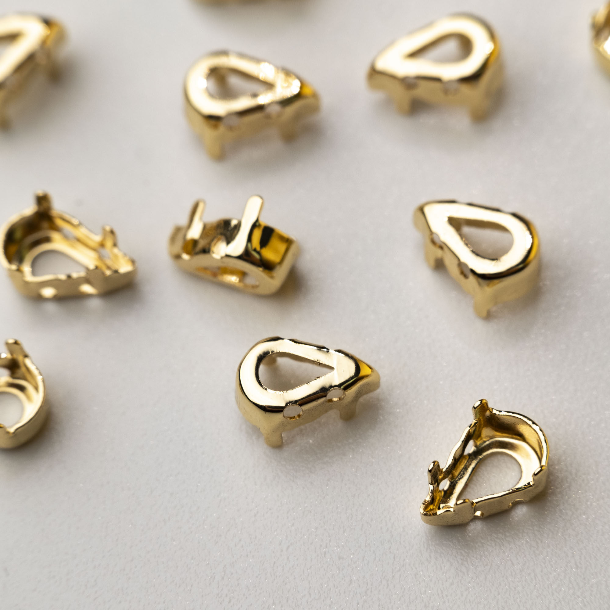 手缝钻饰4328水滴黄铜加厚电镀底托钻台爪托 diy手工水钻配件配饰