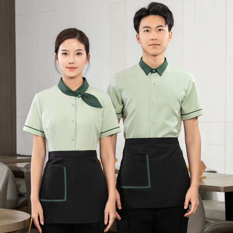 咖啡店服务员工作服短袖女夏季餐厅餐饮蛋糕店面包烘焙店员工服装