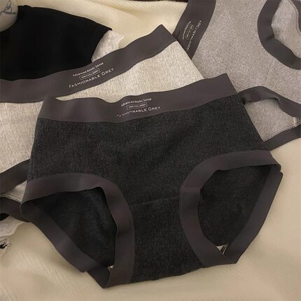 纯棉内裤女磨毛桑蚕丝7A抗菌档2025春夏新款加大码灰色无痕三角裤