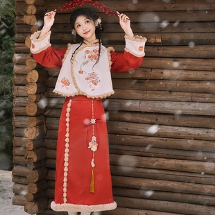 【出租】冬款新中式旗袍红色国风套装领证晚礼服年会敬酒服秋冬