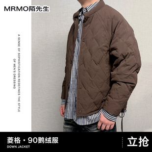 MRMO陌先生男士高端立领菱形格轻薄90鹅绒羽绒服秋冬夹克外套显瘦