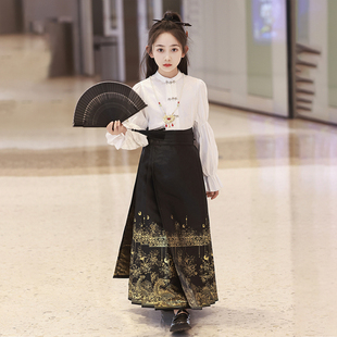 汉服女童马面裙春装明制套装2026新款国风新中式日常可穿古风儿童