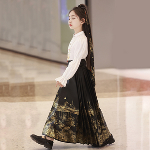 汉服女童马面裙春装明制套装2026新款国风新中式日常可穿古风儿童