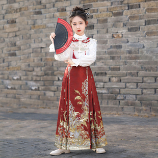 汉服女童明制马面裙秋冬款2026新款中国风套装春装儿童新中式古风