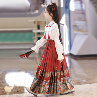 女童汉服马面裙套装春秋款2026新款女大童古风儿童古装国风新中式