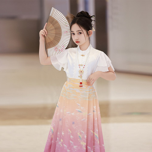 马面裙女童2026新款套装大童夏季