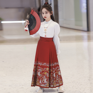 女童马面裙套装2026新款秋冬儿童古风明制汉服新中式国风大童女孩