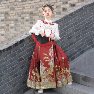 汉服女童明制马面裙秋冬款2026新款中国风套装春装儿童新中式古风
