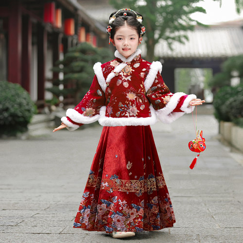 拜年服女童马面裙2026新款儿童汉服冬款中国风冬装新年加厚过年服 - 封面