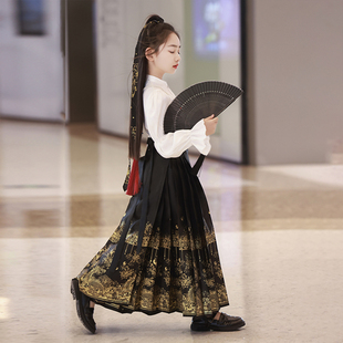 汉服女童马面裙春装明制套装2026新款国风新中式日常可穿古风儿童