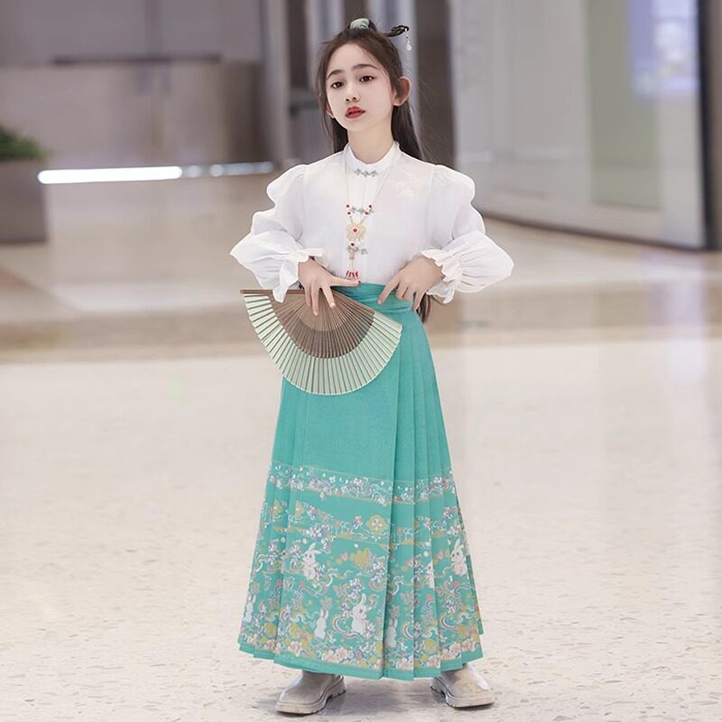 儿童马面裙女童2026新款春装汉服新中式国风套装春秋大童唐装古风