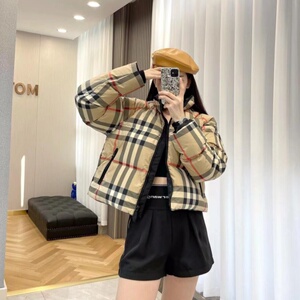 海外优选 BBR 24新款经典格纹条纹立领休闲短款羽绒服外套男女