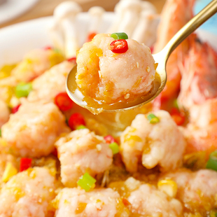 聚海隆手打虾滑新鲜儿童健康早餐火锅食材汤虾仁肉非即食挤袋装