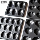 日本进口cakeland蛋糕模具扇贝壳型黑色玛德琳不沾桃心形烘焙连模