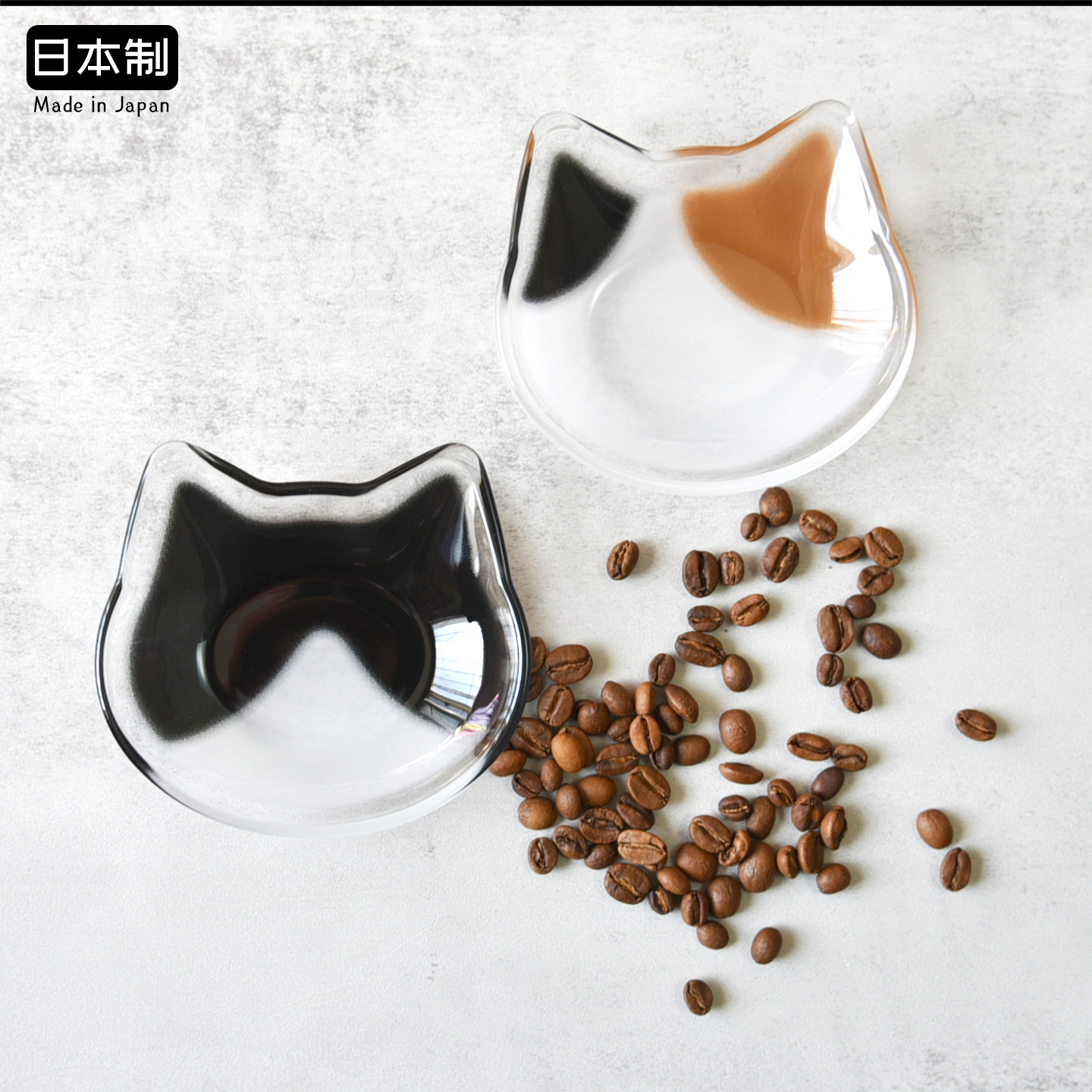 aderia猫咪碟子日本进口玻璃豆皿小菜油醋碟蘸料碟耳环首饰收纳碟