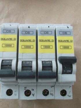 QO132EC6 4 OFF SQUARE D QOE 6 AMP TYPE C MCB BREAKERS, 10000