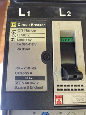 CDAE 34160 SQUARE D CNAE34160 CIRCUIT BREAKER 160A lm 1250a