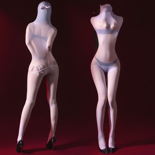 超薄捆扎包头分腿连袜油光丝袜睡袋女透明全身丝袜JJ套男款连身袜