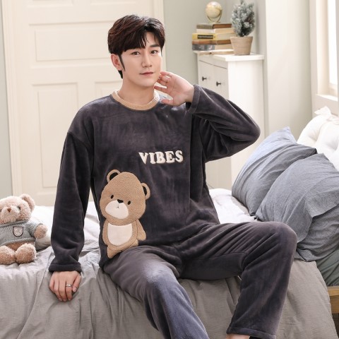 秋冬季珊瑚绒少年初中学生睡衣