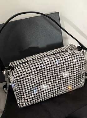 小包包女2026款亮晶晶单肩斜挎手提链条腋下包大王满钻石包水钻包