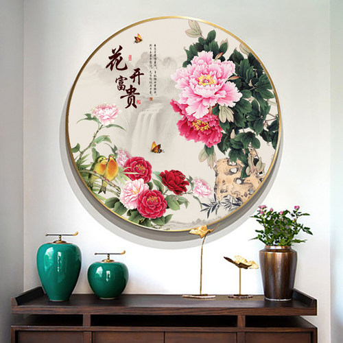 青禾玄关新中式可定制牡丹