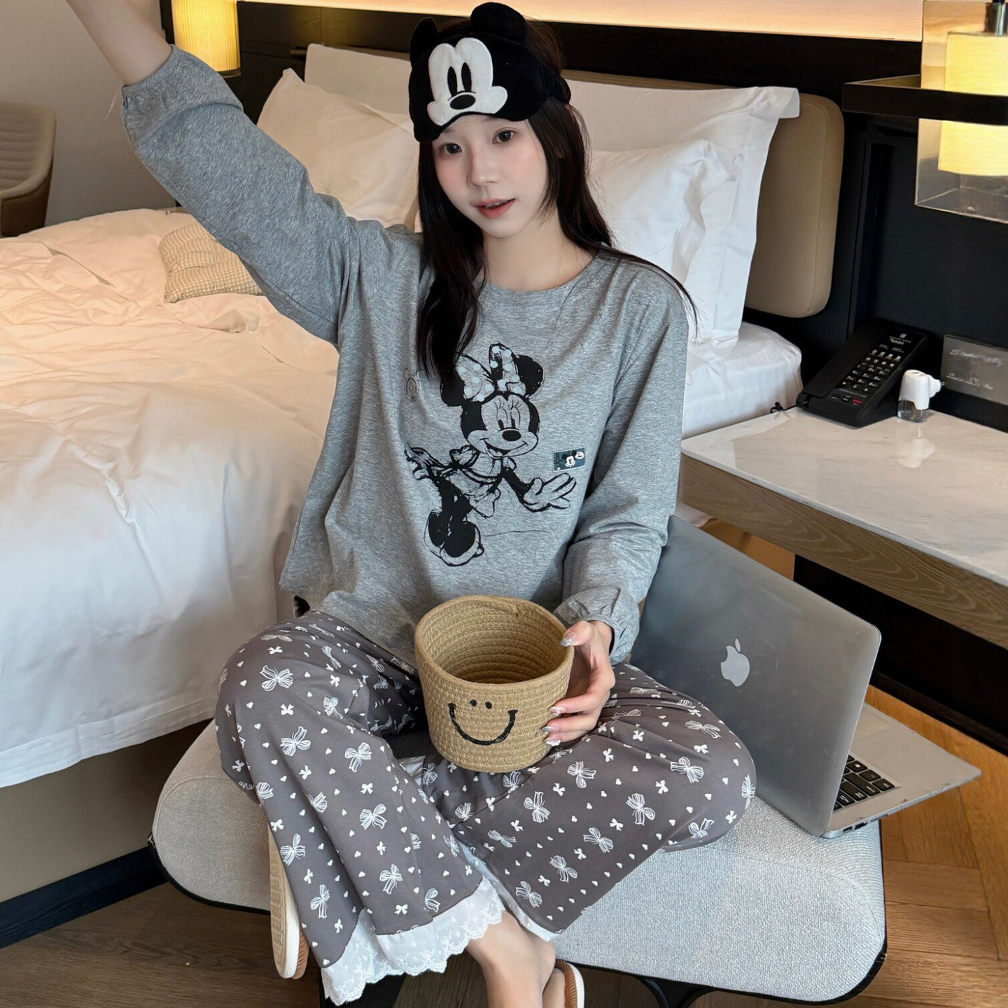 春秋季长袖睡衣女款2006新款夏季薄款纯棉可爱卡通休闲家居服套装