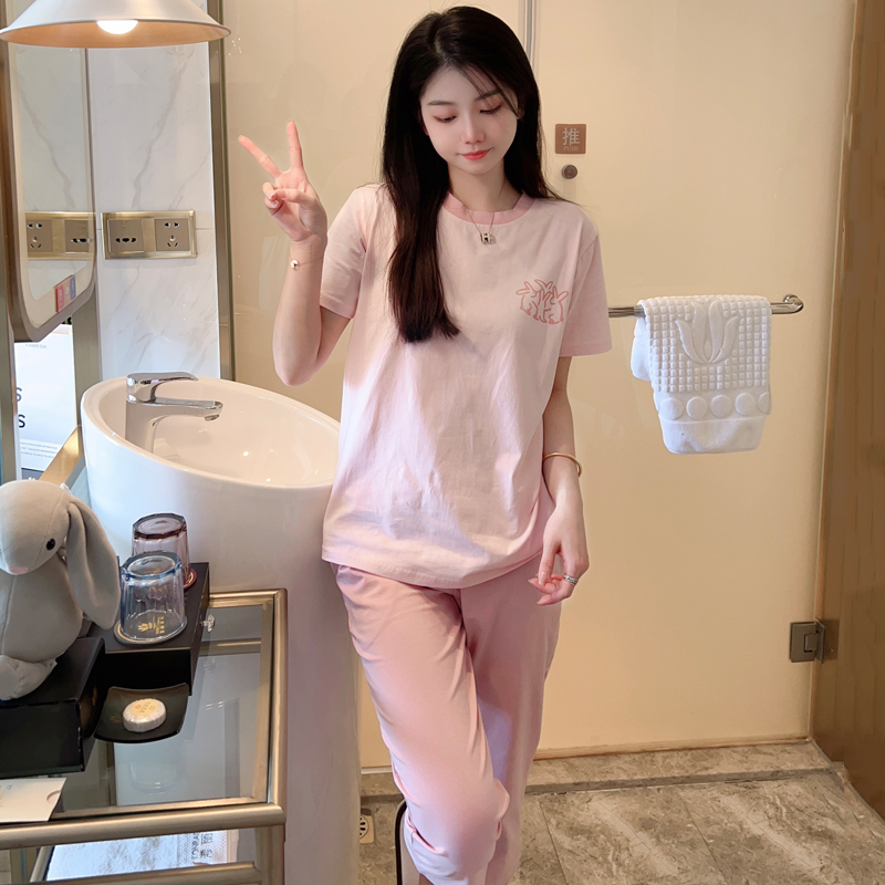 卡仙米女纯棉短袖七分裤睡衣套装