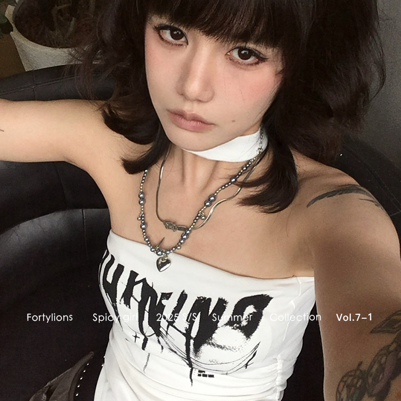 涩谷辣妹挂脖抹胸上衣