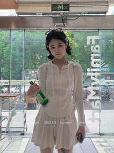 fortylions四十只狮早秋休闲连帽卫衣女外搭运动短裤收腰两件套装