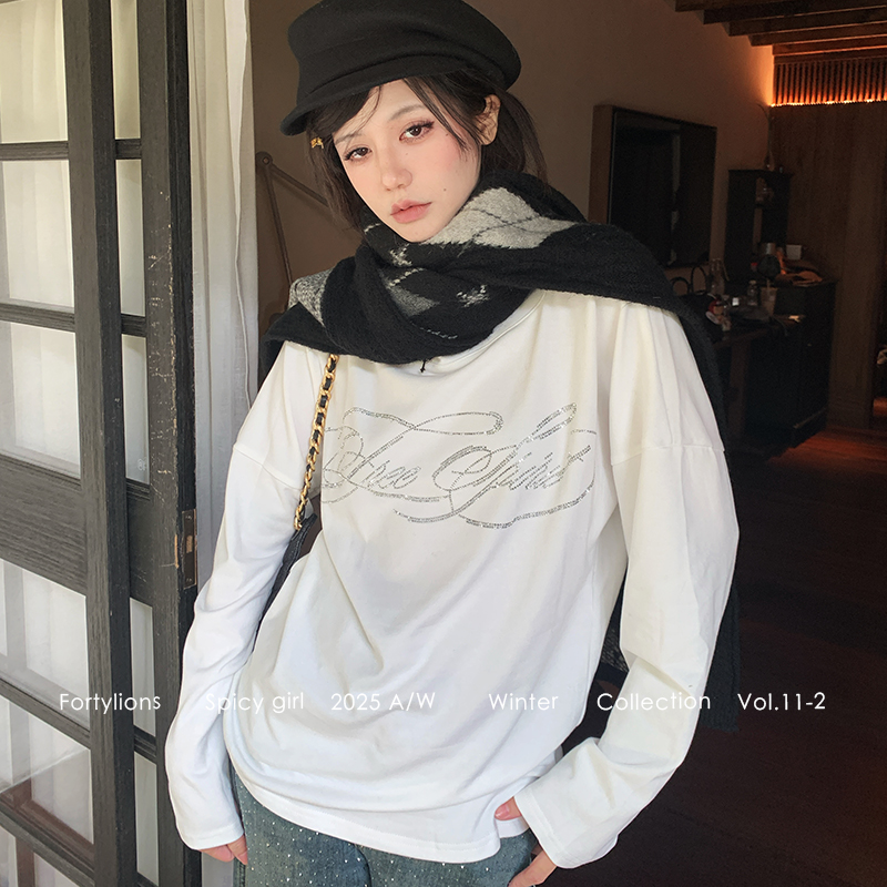 fortylions 学院风秋冬菱形格纹针织围巾女保暖加厚毛线绒感围巾