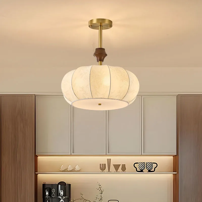 法式中古风全铜布艺餐厅卧室灯美式复古创意温馨主卧灯具护眼吊灯,家装灯饰光源,智能吊灯,淘宝优惠券,粉丝福利购,淘宝优惠卷