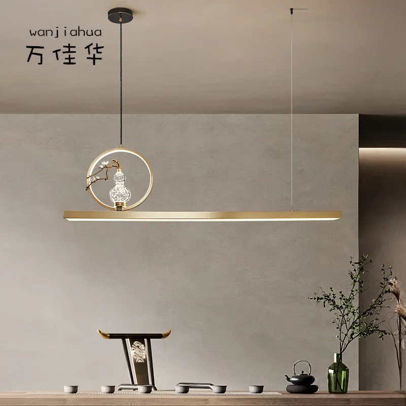 全铜新中式长条餐厅吊灯中国风禅意茶室设计师家用吧台餐桌灯具,家装灯饰光源,智能吊灯,淘宝优惠券,粉丝福利购,淘宝优惠卷