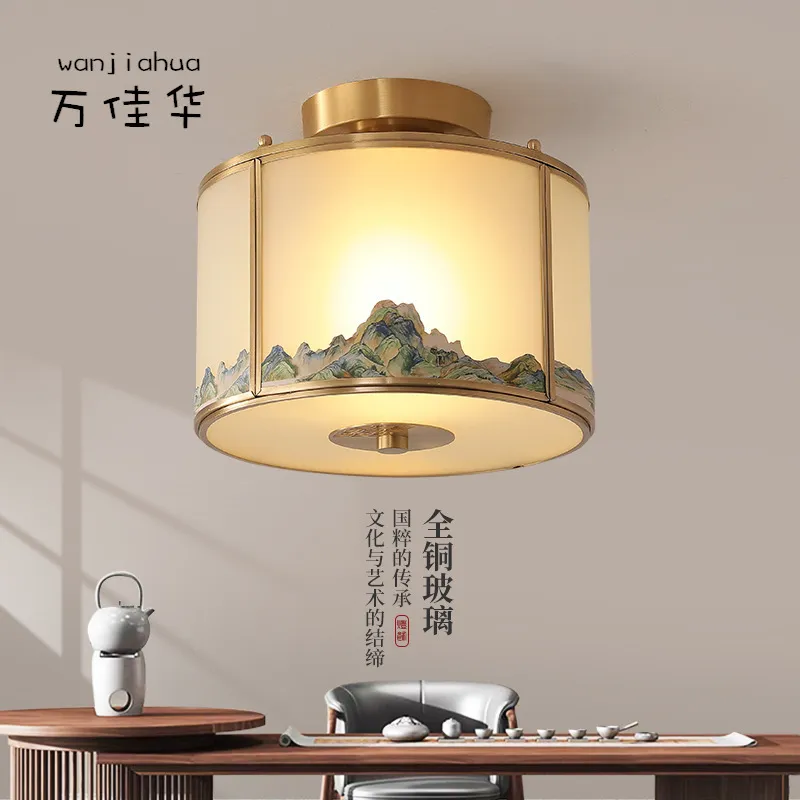 2025新款新中式吊灯全铜玄关走廊过道灯中国风床头灯餐厅LED灯具,家装灯饰光源,餐厅/卧室/书房吸顶灯,淘宝优惠券,粉丝福利购,淘宝优惠卷